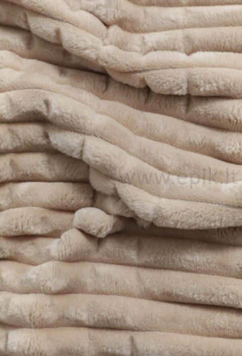 Jaukus lovos užtiesalas su pūkeliu "Merinos Cozy" su 2 pagalvių užvalkalais, šviesi smėlinė